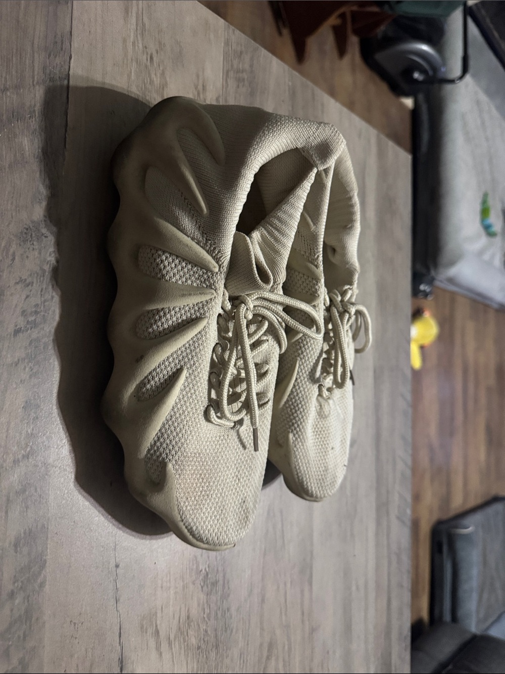 Kids Neutral Cream Knit Sneakers with Sculpted Sole
